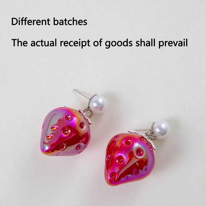 Strawberry earrings elegant imitation pearl earrings jewelry for women