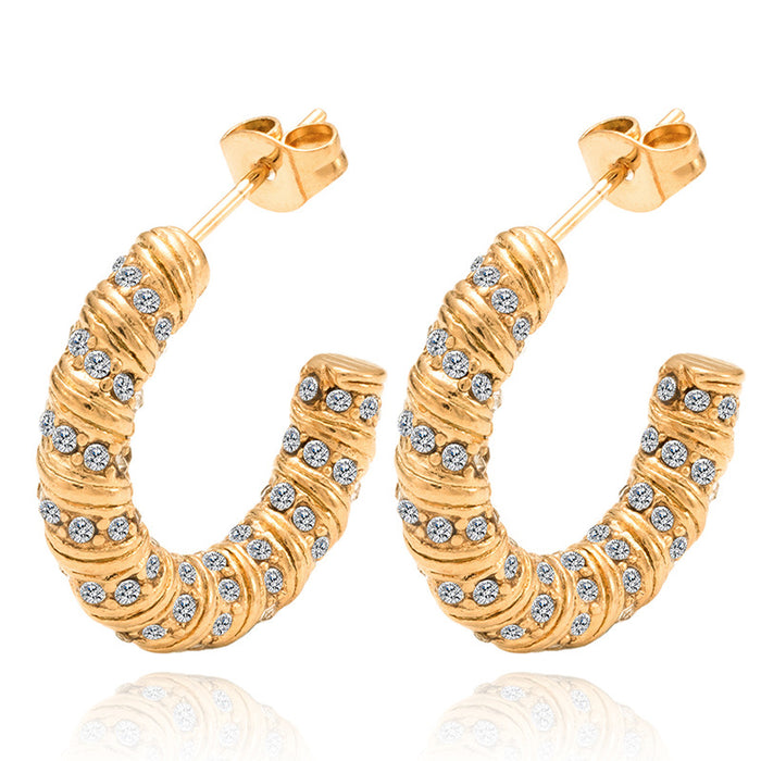 Pendientes de acero de titanio multicapa tendencia oro 18K estilo irregular