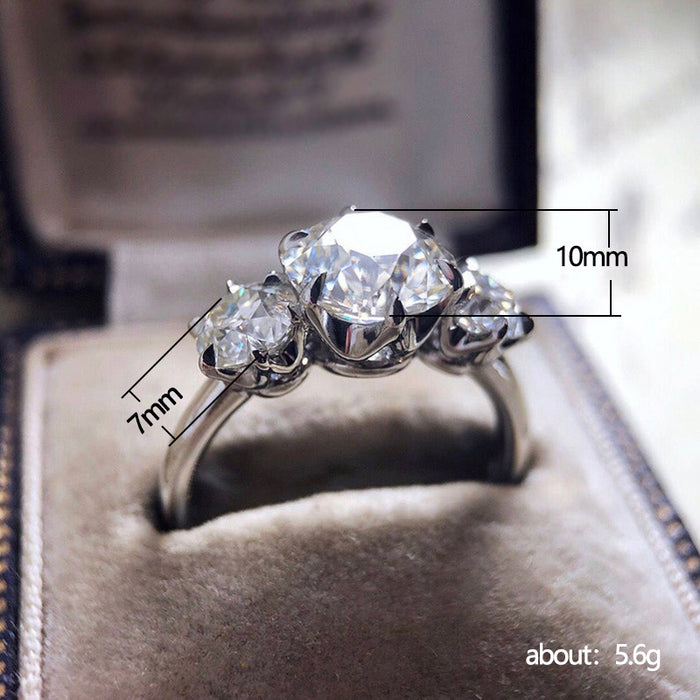 Shining three zircon rings, internet celebrity fashion rings for women