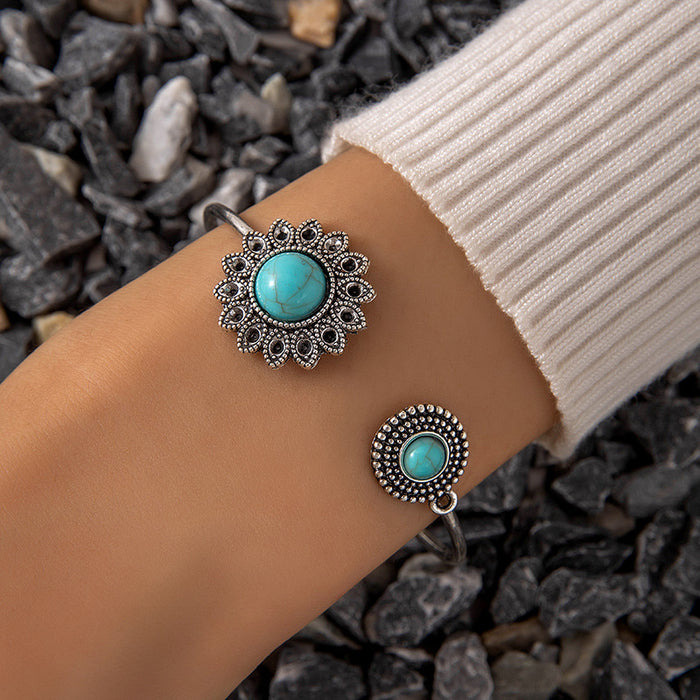 Ethnic Alloy Turquoise Bracelet Set - Bohemian Fashion Jewelry