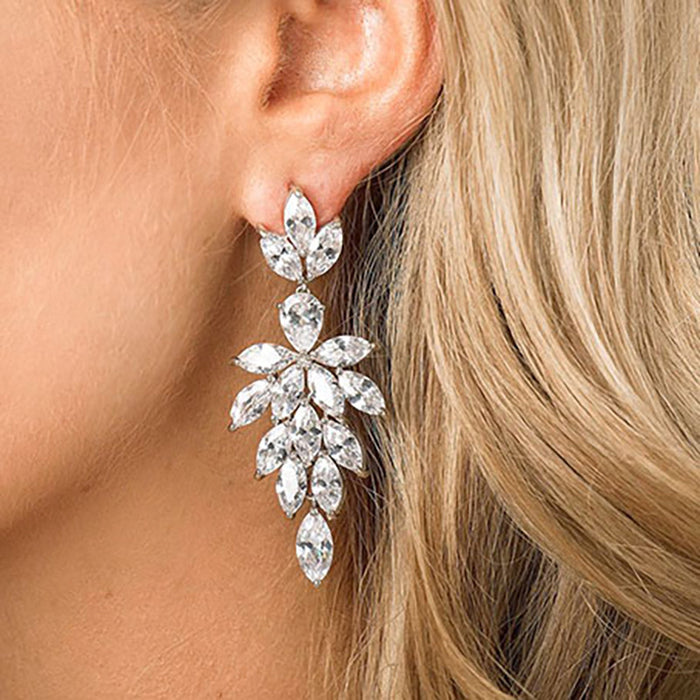 Temperament leaf bridal earrings