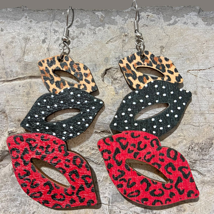 Valentine's Day Earrings with Lips, Patchwork Western Cowboy Boots, and Leopard Print