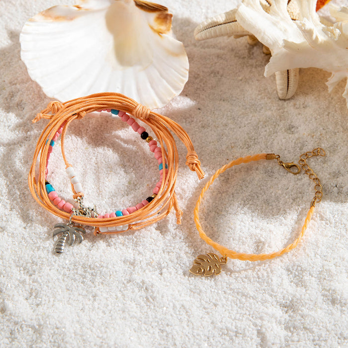 Bohemian Tassel Bead Bracelet Set - Six-Piece Colorful Jewelry