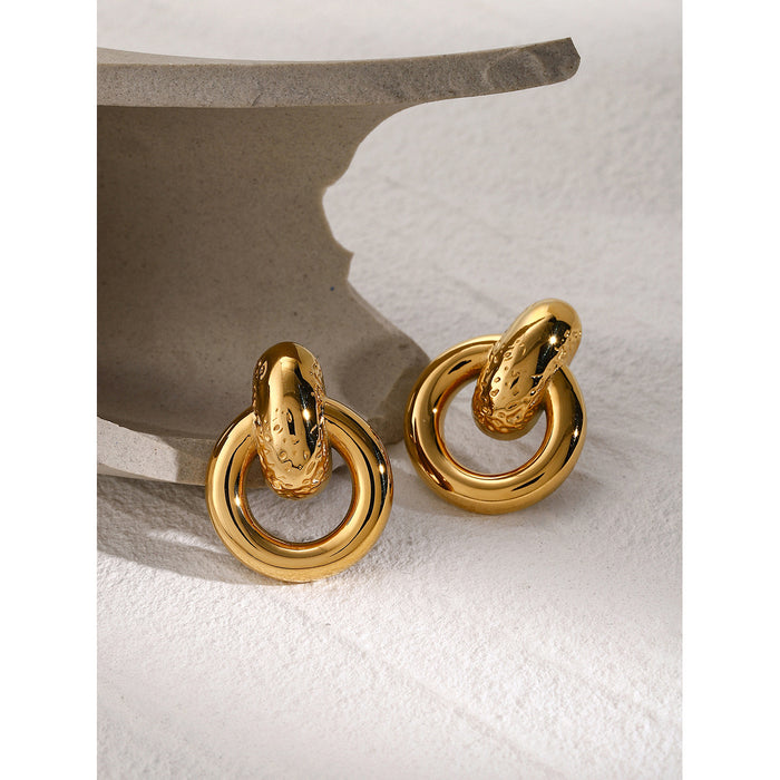 18K Gold Plated Stainless Steel Minimalist Design Earrings - Trendy Titanium Steel Jewelry