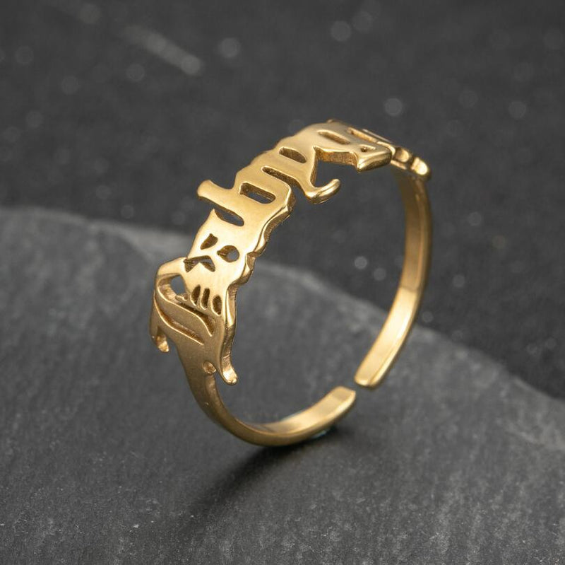European and American retro stainless steel letter ring, Babygirl ring wholesale
