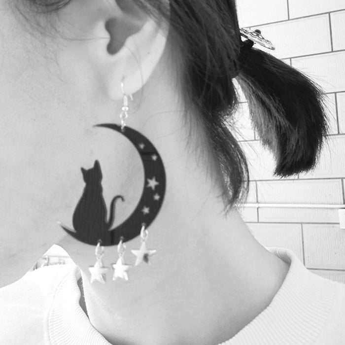 Acrylic black cat earrings