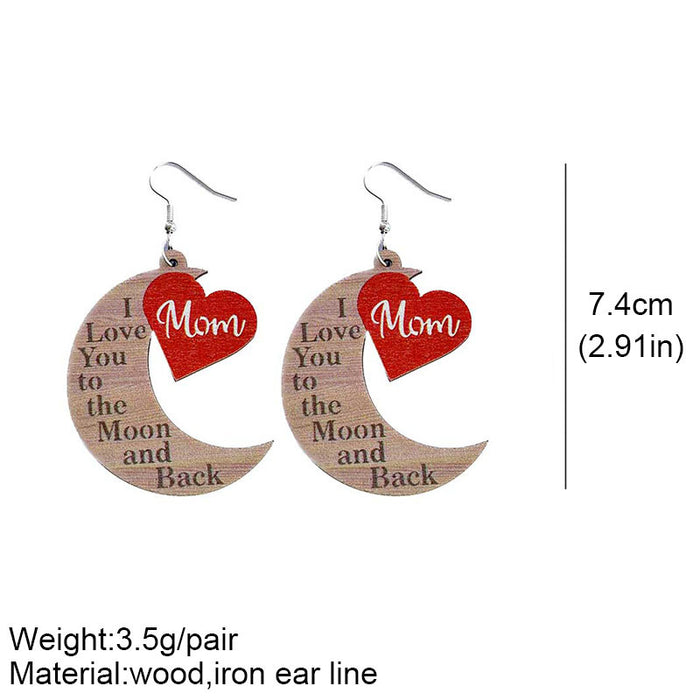 Wooden Moon Mother Earrings