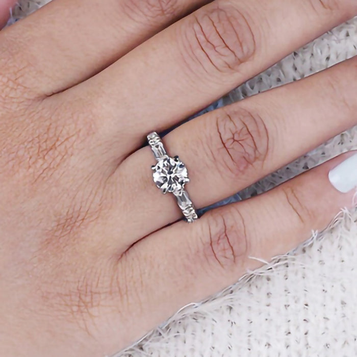 Anillo de compromiso de boda con circonitas de cuatro garras, accesorios brillantes