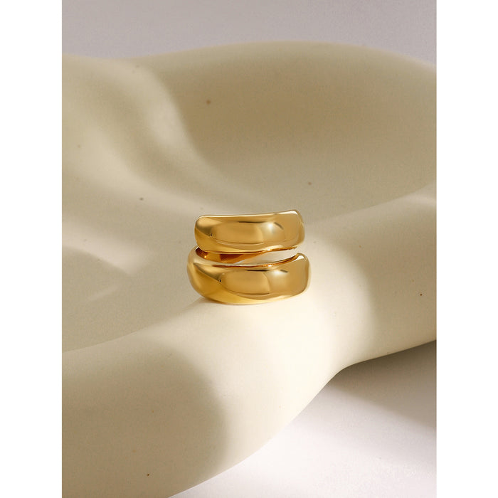 Double Layer 18K Gold Plated Stainless Steel Ring - Minimalist Design