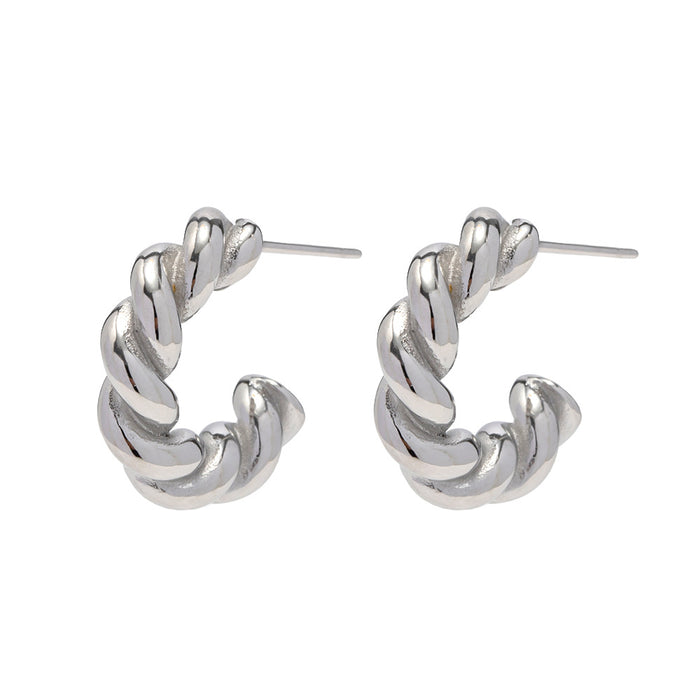 European Cross-Border Popular Stainless Steel Braided Spiral Hoop Earrings - Non-Fading Jewelry for Women