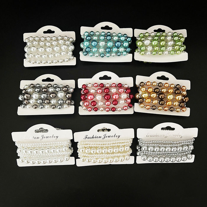 Wholesale glass pearl tassel necklace, bracelet, and earring sets - wallojewerly 