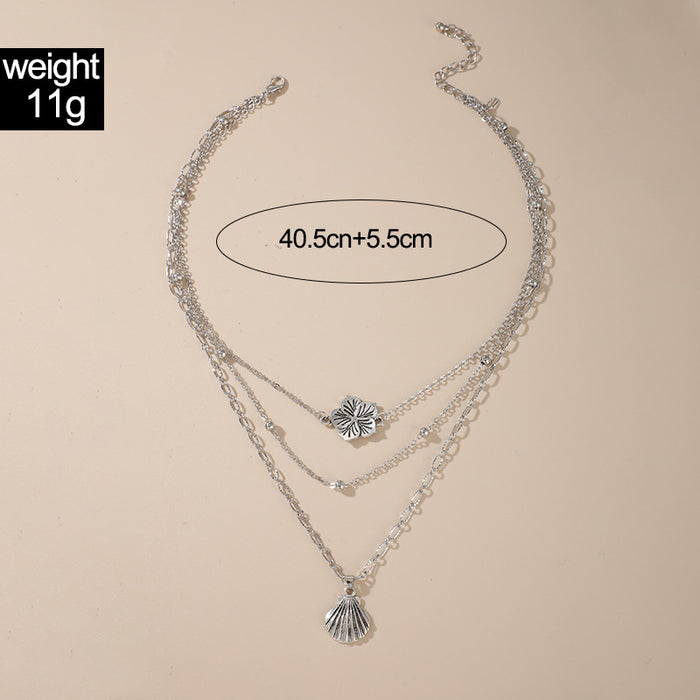 WISH Trendy Bar Pendant Necklace Set - Double-Layer Geometric Chain