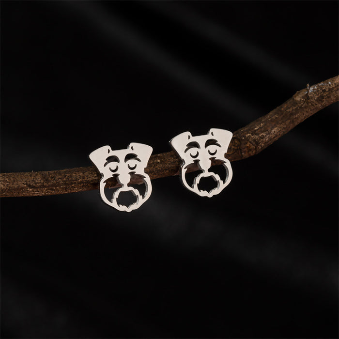 Dog Head Stainless Steel Stud Earrings - Cute and Playful Animal Jewelry