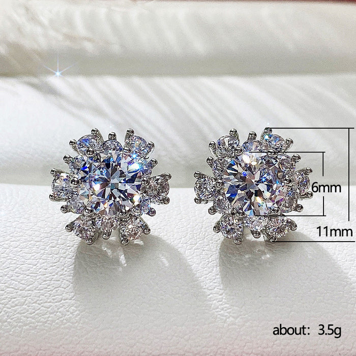 Diamond flower earrings