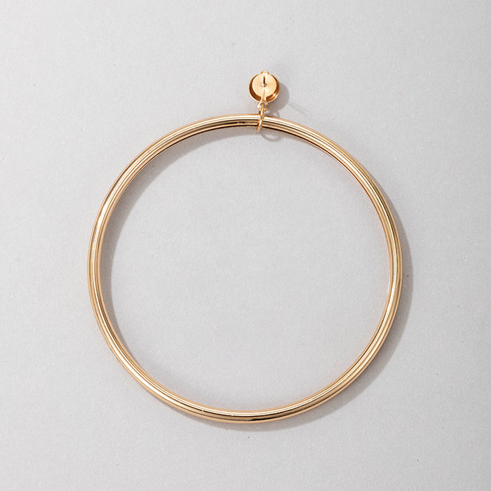 Gold Large Circle Alloy Geometric Temperament Earrings