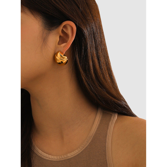 18K Gold Stainless Steel Hazelnut Earrings - Retro Melard Style Titanium Steel Studs