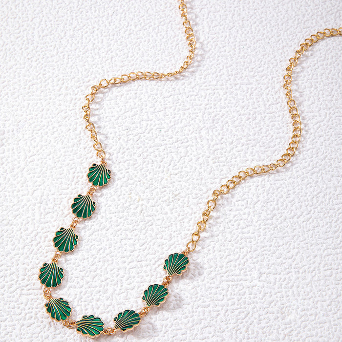 Green oil drip scallop beach style creative waist chain