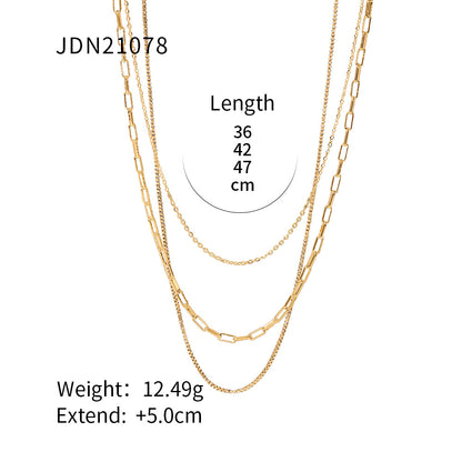 Fashionable Titanium Steel Clavicle Chain Necklace - 18K Gold-Plated Non-Fading Design for Women