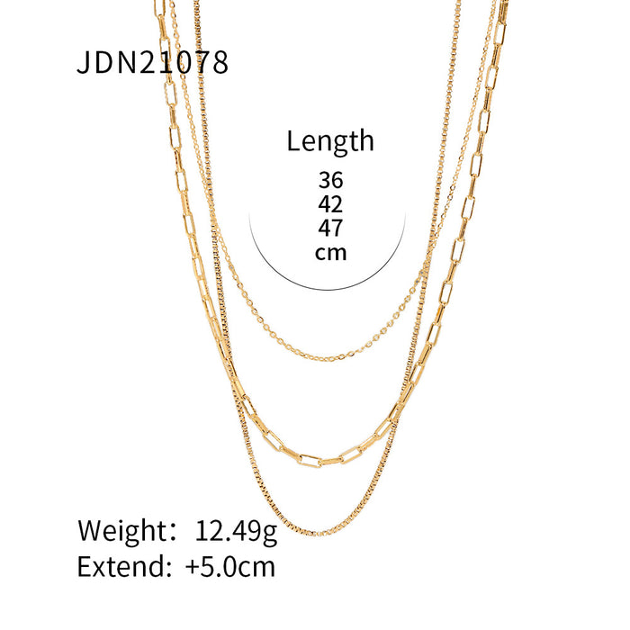 Collar de cadena de acero de titanio para clavícula de moda: diseño chapado en oro de 18 quilates que no se decolora para mujeres