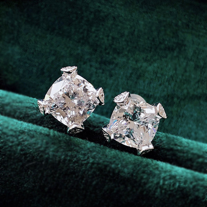 Pendientes de flor de hielo de cuatro garras para mujer, pendientes de circonita brillante de 8 x 8 mm