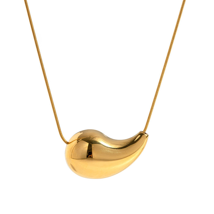 18K Gold-Plated Stainless Steel Water Drop Pendant Necklace - Trendy Women's Jewelry