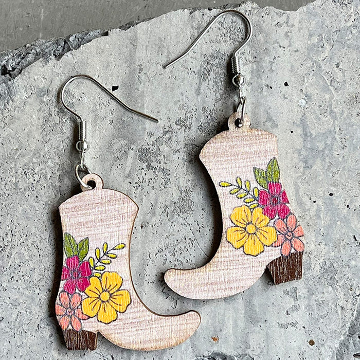 Wooden boot earrings