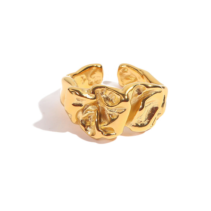 Anillo de acero inoxidable en oro de 18 quilates con forma de serpiente y incrustaciones de circonitas