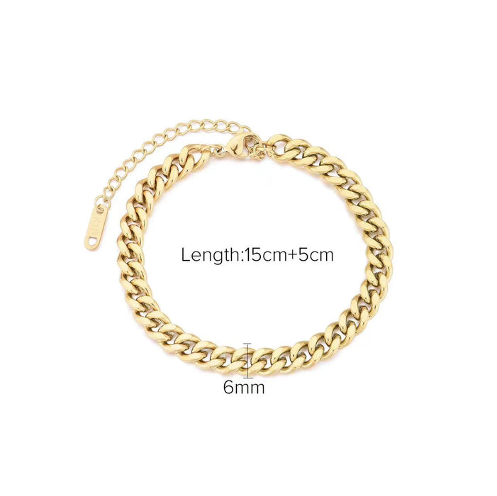 18K gold plated stainless steel double layer Cuban chain snake chain bracelet