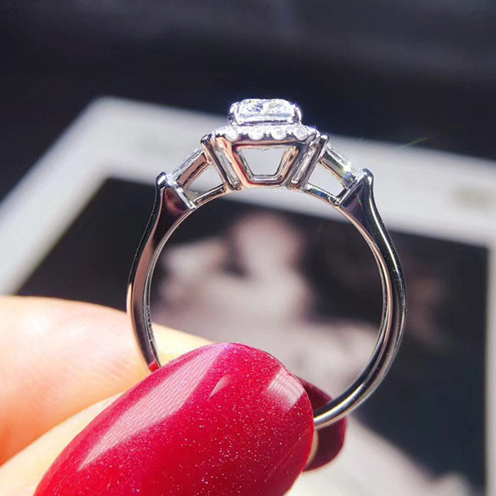 Anillo de boda con incrustaciones de circonita y diamantes cuadrados de princesa de nuevo estilo para mujer