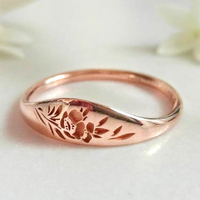 Simple electroplated patterned copper ring for women holiday gift