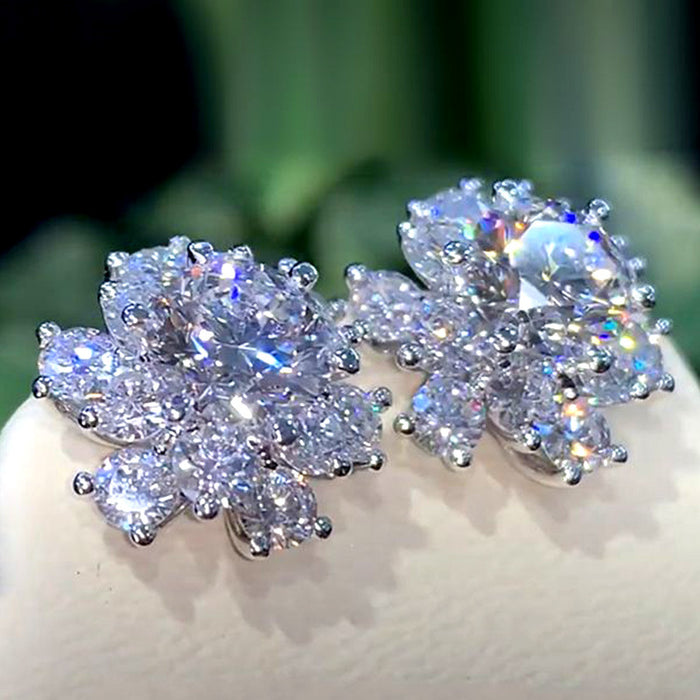 Diamond flower earrings