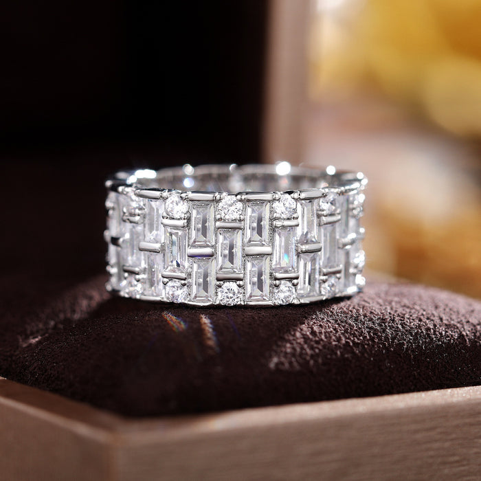 Anillo de bodas de circonita de círculo completo, anillo de joyería de moda lleno de diamantes