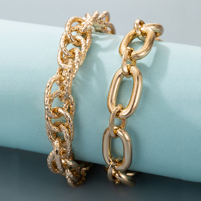 Geometric Chunky Chain Bracelet Set - Two-Piece Collection