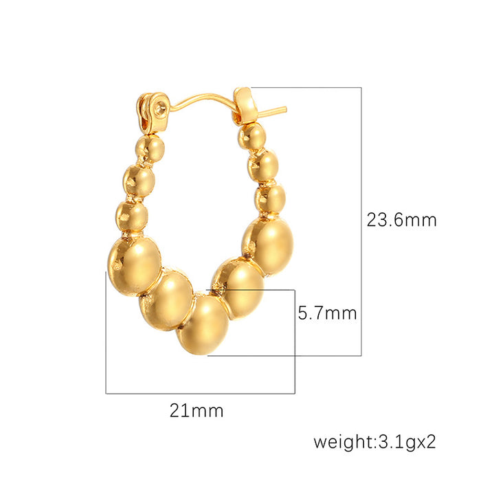 U-shaped bead earrings 18K gold stainless steel trendy retro design