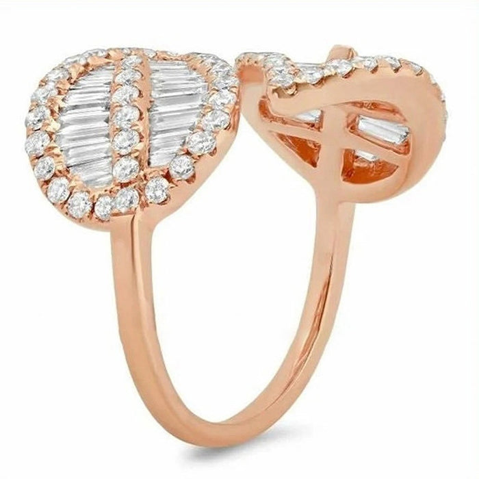 Rose gold women's leaf ring luxury temperament