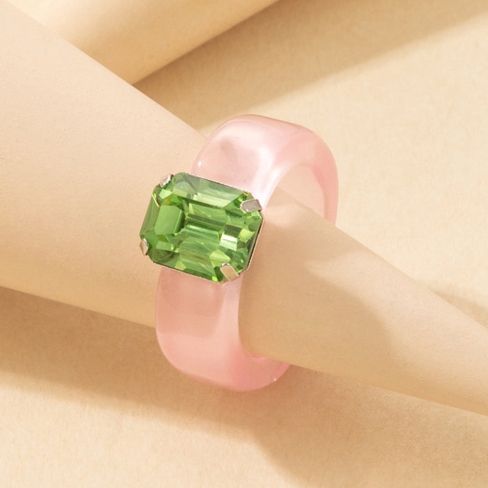 Transparent acrylic resin ring, retro ins style diamond design