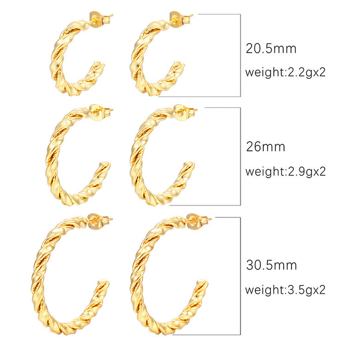 Stainless Steel Simple Hoop Twisted Wire Round Women's Earrings