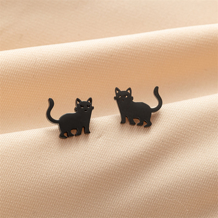 Mini Cat Paw Stainless Steel Stud Earrings - Adorable Pet Jewelry for Animal Lovers