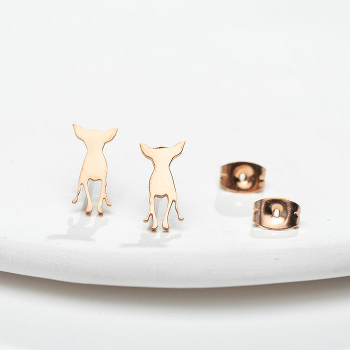 Chihuahua Dog Stainless Steel Stud Earrings - Sweet and Playful Animal Jewelry