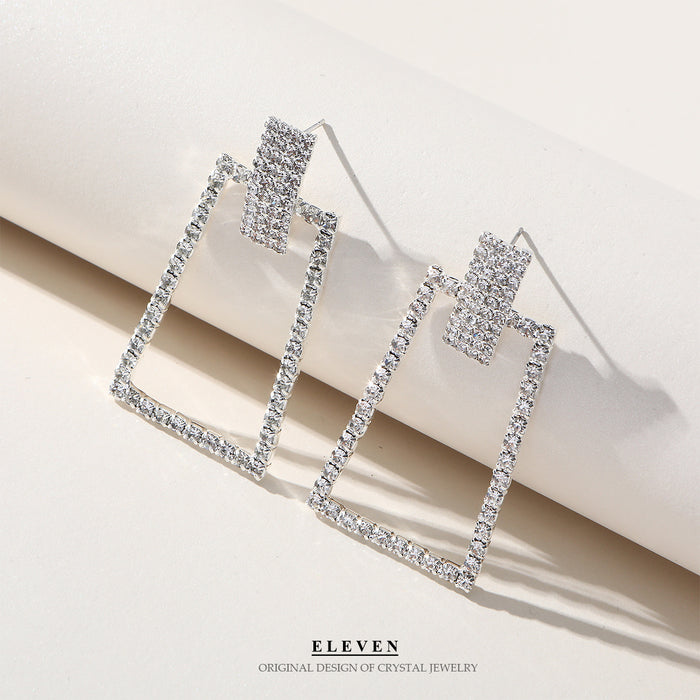 Vintage Diamond-Shaped Earrings - Sparkling Jewelry for Women