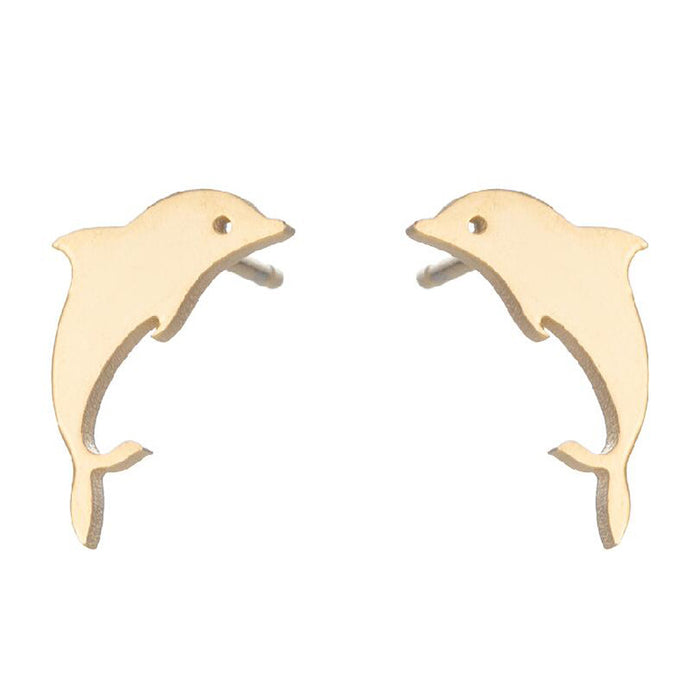 Cat bat earrings, Amazon new stainless steel simple dolphin temperament ear bone studs wholesale