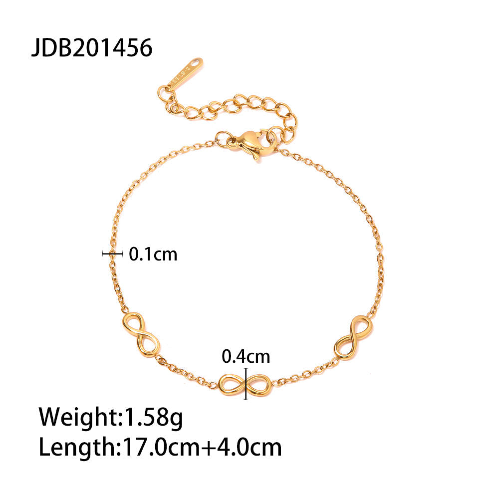 Gold Plated Stainless Steel Infinity Bracelet - wallojewerly 