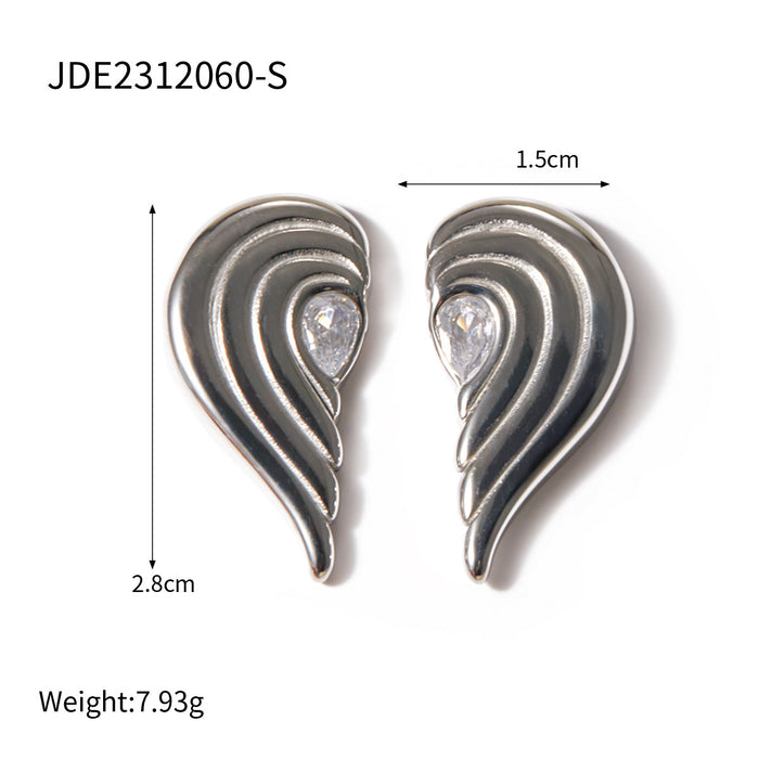 INS Trendy Minimalist Geometric Series 18K Gold Stainless Steel Half Heart Earrings