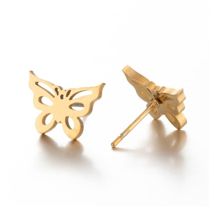 Butterfly Stainless Steel Hollow Stud Earrings - Simple and Elegant Jewelry