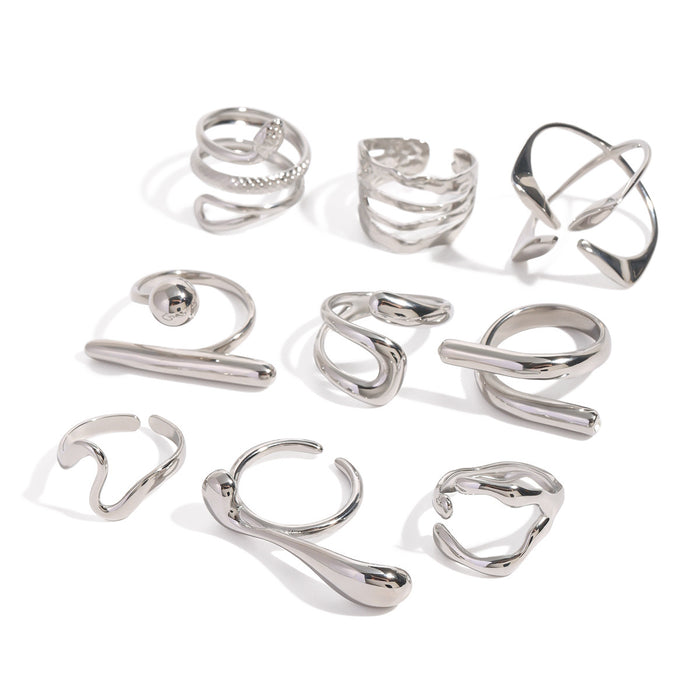 Stainless steel steel color exaggerated open ring