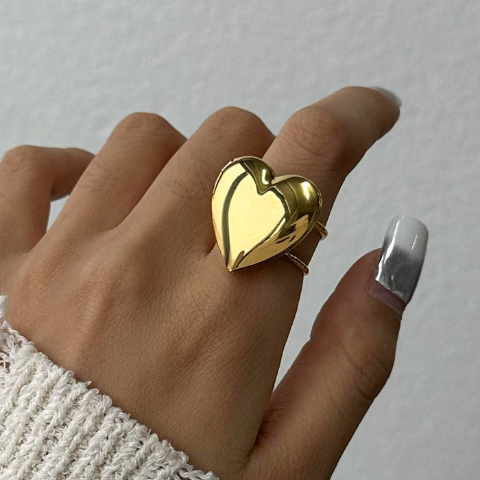 Stainless steel heart luxury ring