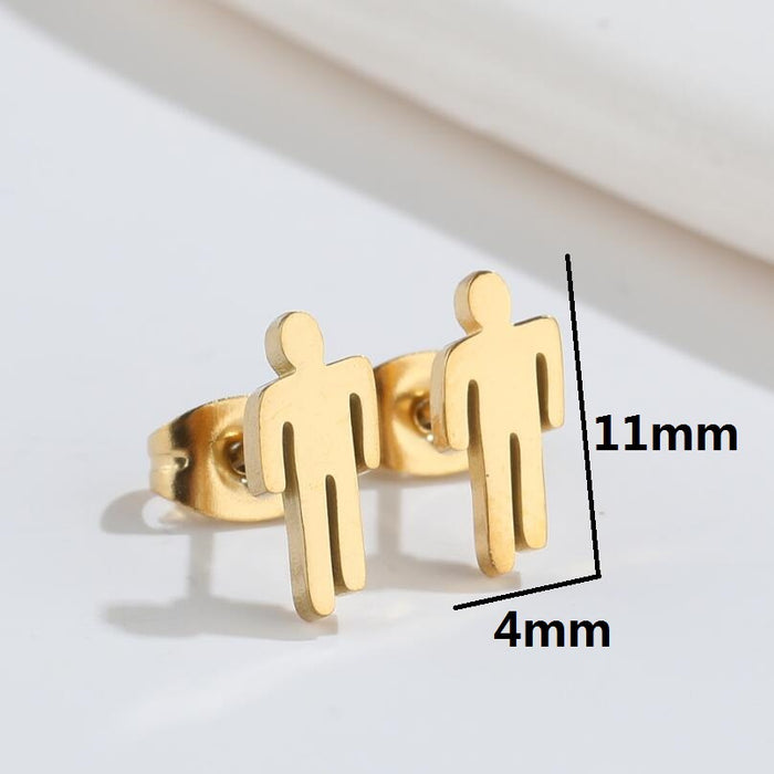 Cartoon Character Stainless Steel Stud Earrings - Cute and Fun Jewelry for Couples