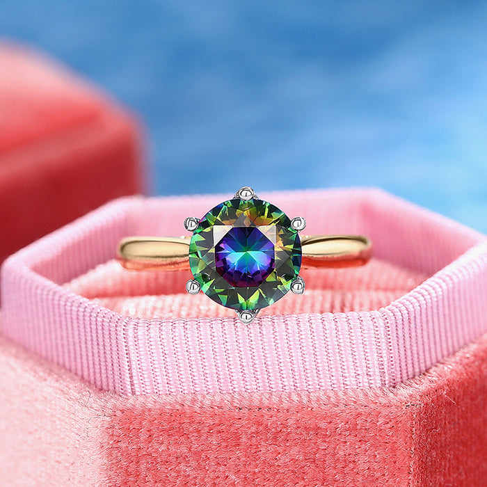 Colorful six-claw ring, all-match bride's daily index finger ring
