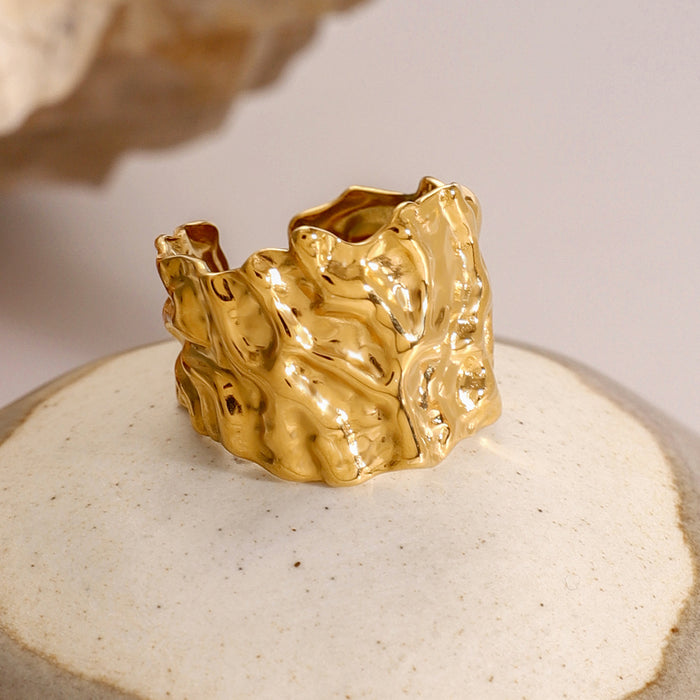 18k gold stainless steel exaggerated open ring