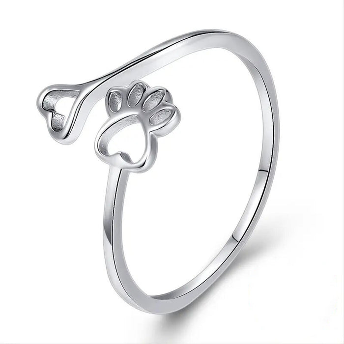 Animal cat claw heart open ring cute style design ring